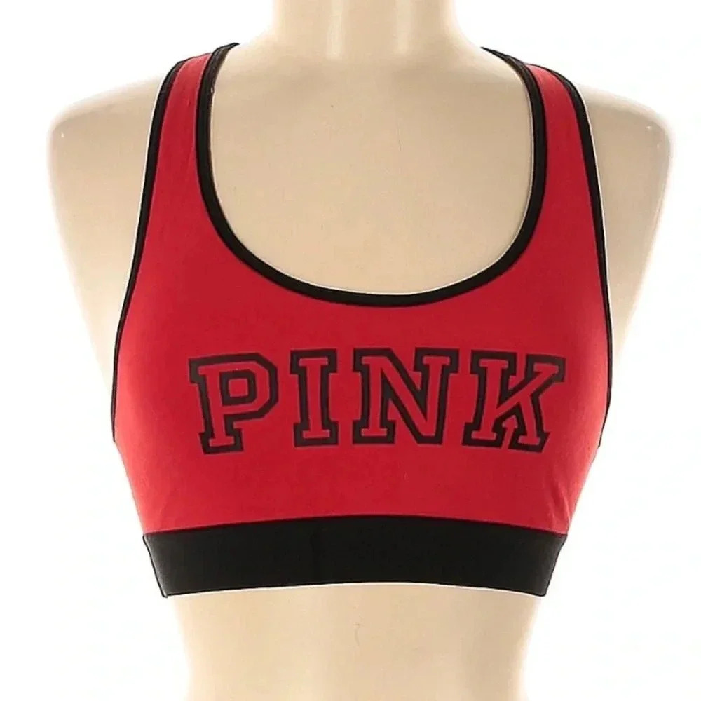 Pink Victoria's Secret Women's Sporty Red and Black Sports Bra Size Small S
